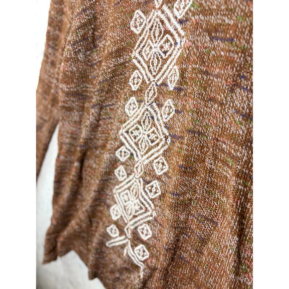 Roper Womens Cowl Neck Tunic Sweater XL Brown Embroidered Western‎ Boho Aztec - Picture 4 of 10